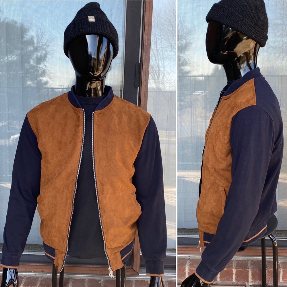 Zara Bomber Jacket Suede Mens Size Med